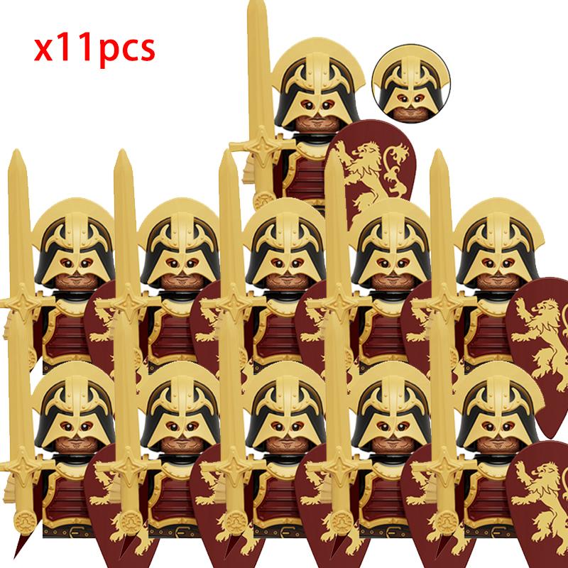 MOC Creative Medieval Game Valley Kinghts Ailin Guard Figures Warrior Armored Soldiers Army Weapons Helmet Blocks Bricks Toys