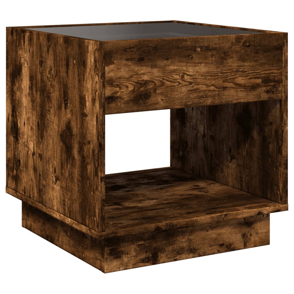 Infinity LED Coffee Table in Smoked Oak 50 x 50 x 50 cm