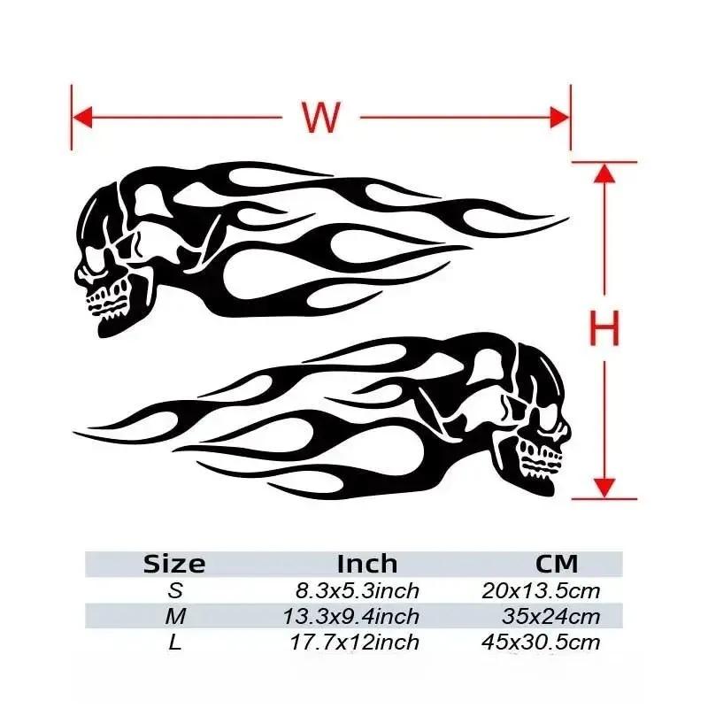 2Pcs Skull Flames Badge Car Stickers, Fashion Waterproof Vinyl Decal Car Styling Decoration Accessories Auto Sticker
