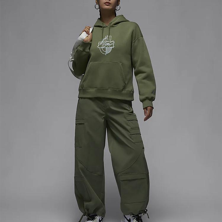 Jordan Brooklyn Print Fleece-Lined Hoodie Women Tops Green FD7155-340