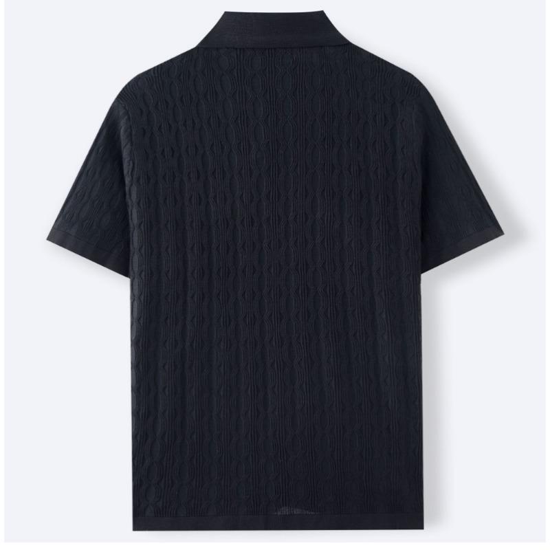 Cárdigan de Punto Jacquard de Manga Corta para Hombre Verano Casual de Negocios Versátil