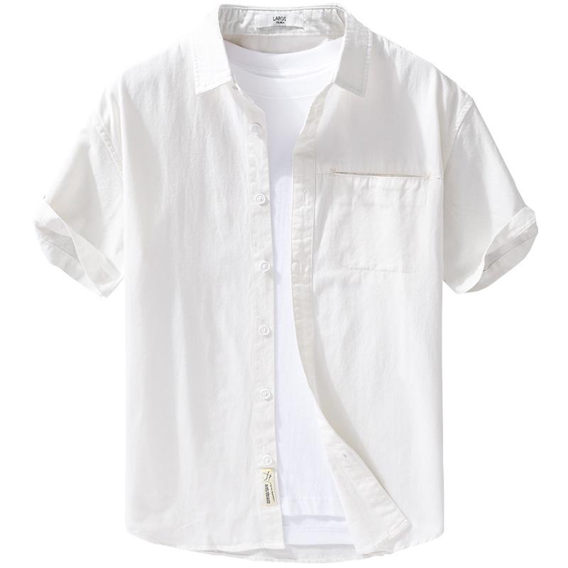 Men's Summer Short-Sleeve Cotton Shirt - Comfortable, Breathable, Business Casual