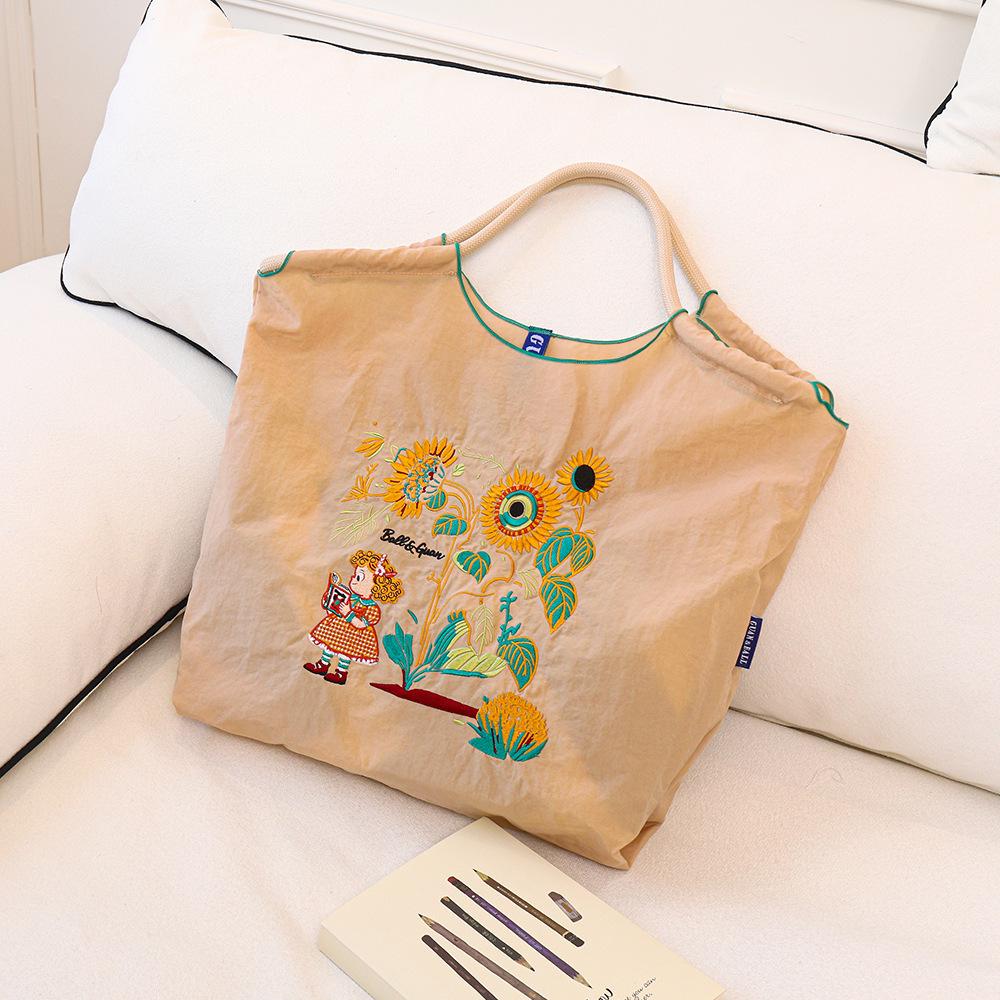 Versatile Cartoon Canvas Bag: Cute Waterproof Tote, Shoulder, and Crossbody Bag for Shopping and Going Out. Eco-Friendly.