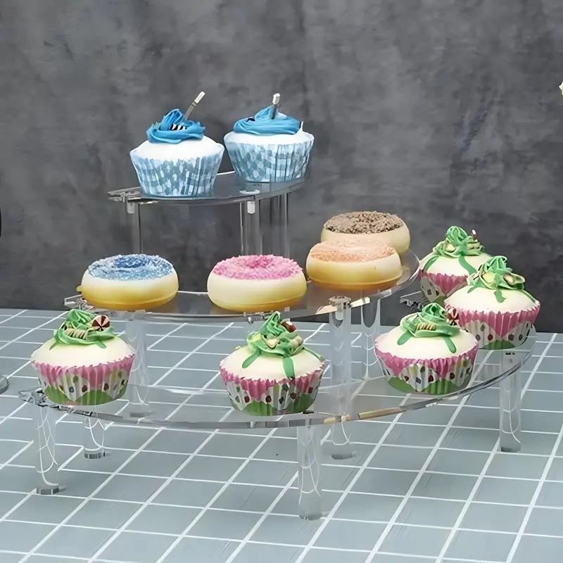 1 Set Rialzi Espositori in Acrilico a 3 Livelli Forma Mezza Luna Trasparenti in Acrilico per Cibo Espositore per Stand Matrimonio Cibo Dolci Cosmetici Festa