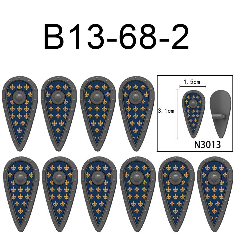 MOC Medieval Military Castle Weapon Roman Knight Helmet Shield Accessories Building Blocks Green Dragon Lion Crusader Bricks Toy