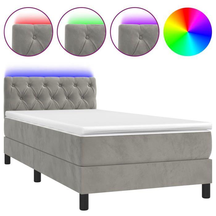 VidaXL Sommier à Lattes de Lit avec Matelas et LED, Lit Rembourré, Lit Simple, Lit Adulte de Chambre à Coucher Intérieur, 3134549