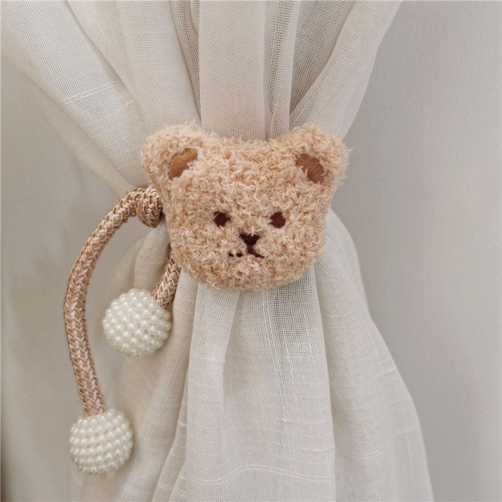 2Pcs Cute Window Curtain Buckles Ins Bear Curtain Tieback Cartoon Bear Curtain  Curtain Decor