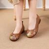 Genuine Leather Soft Sole Mother Shoes Sandals Flat Non-slip Middle-aged and Elderly Single Shoes Hollow Breathable Hole Spring and Summer Style