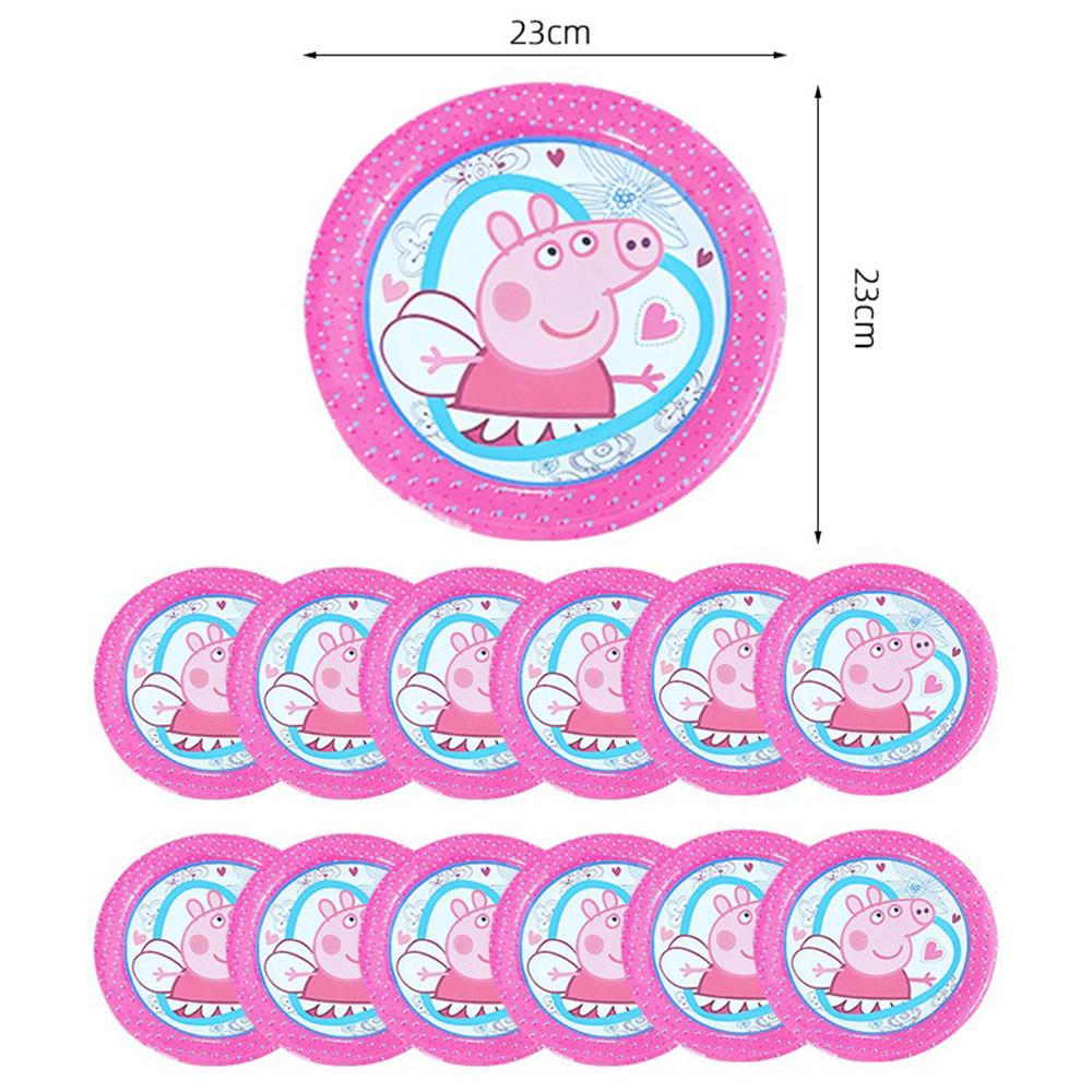 57PCS Peppa Pig Party Supplies Include Plates, Cups, Napkins, TableCover Pink