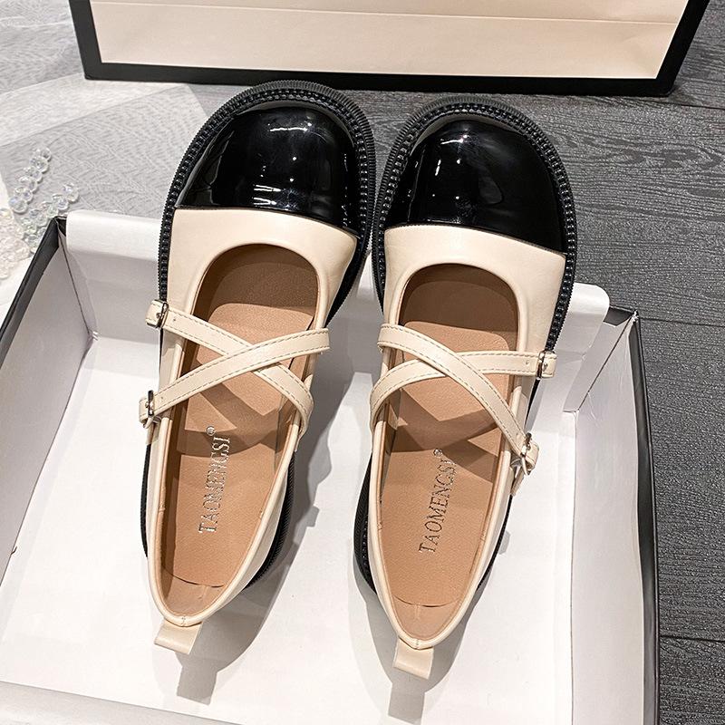 

X1 [] Murray Garden _ retro round head cross platform Mary Jane shoes women s single shoes 43 абрикосовий