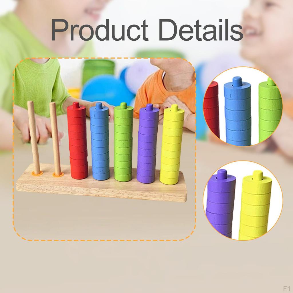 Color Sorting And Stacking Toy – Game to Promote Fine Motor Skills Learning Educational