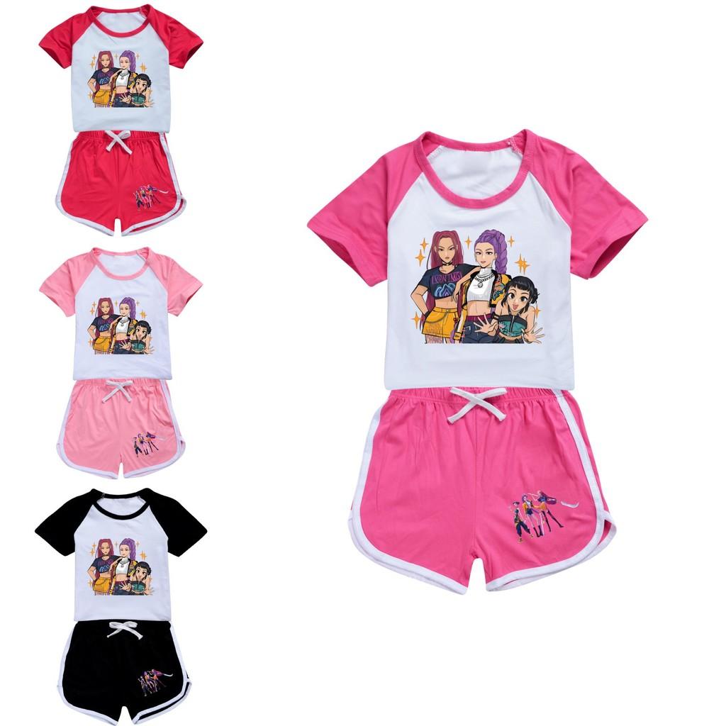 Kpop Demon Hunters Children Summer Short Sleeve Shorts Sport Set With Soft Cotton Fabric For Active Play