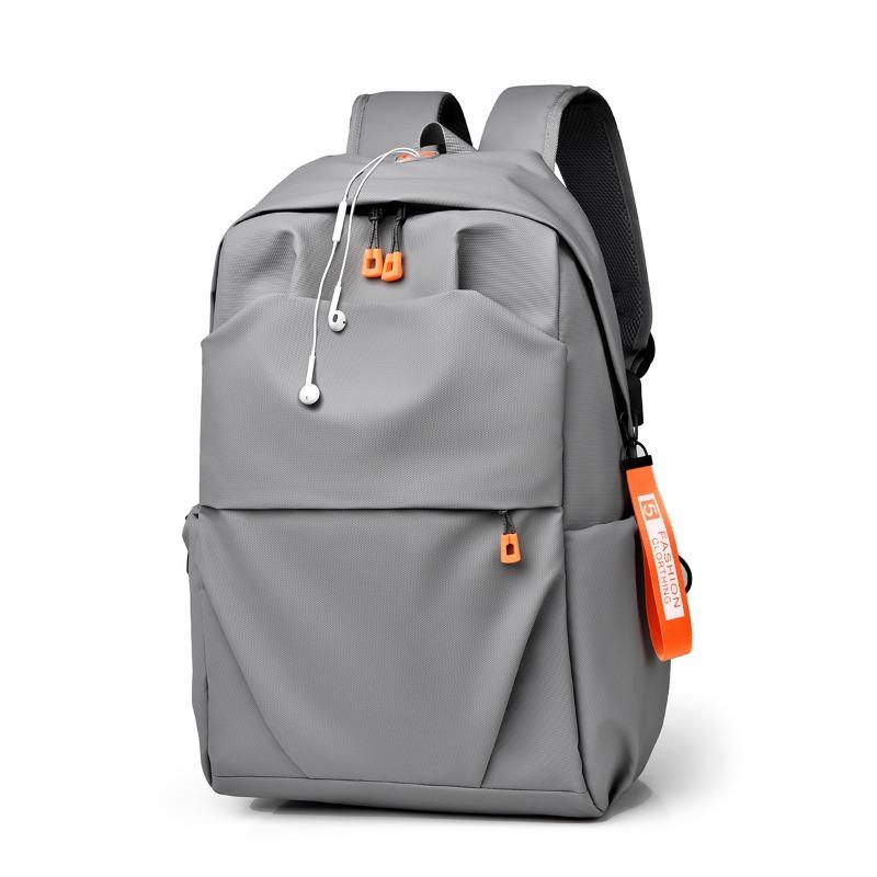 Men's backpack large capacity solid color simple business travel computer backpack junior high school student