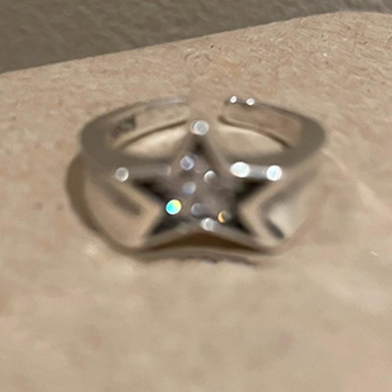 Star Dating Rings Open Rings Eye Catching Star Finger Rings Star Adjustable Opening Rings Alloy Material Party Jewelry
