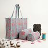 Women Bag Set Usalover925 Blue Quilted Cotton Floral Print Women Bag Set 01