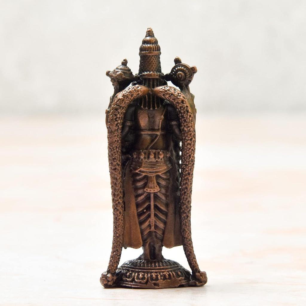Handmade Copper Balaji Idol | 2.6 Inches | Patina Antique Finish | Lord Venkateswara Murti for Puja & Home Décor