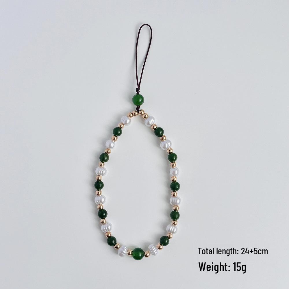 Vintage Chinese-Inspired Pearl & Butterfly Stone Phone Lanyard