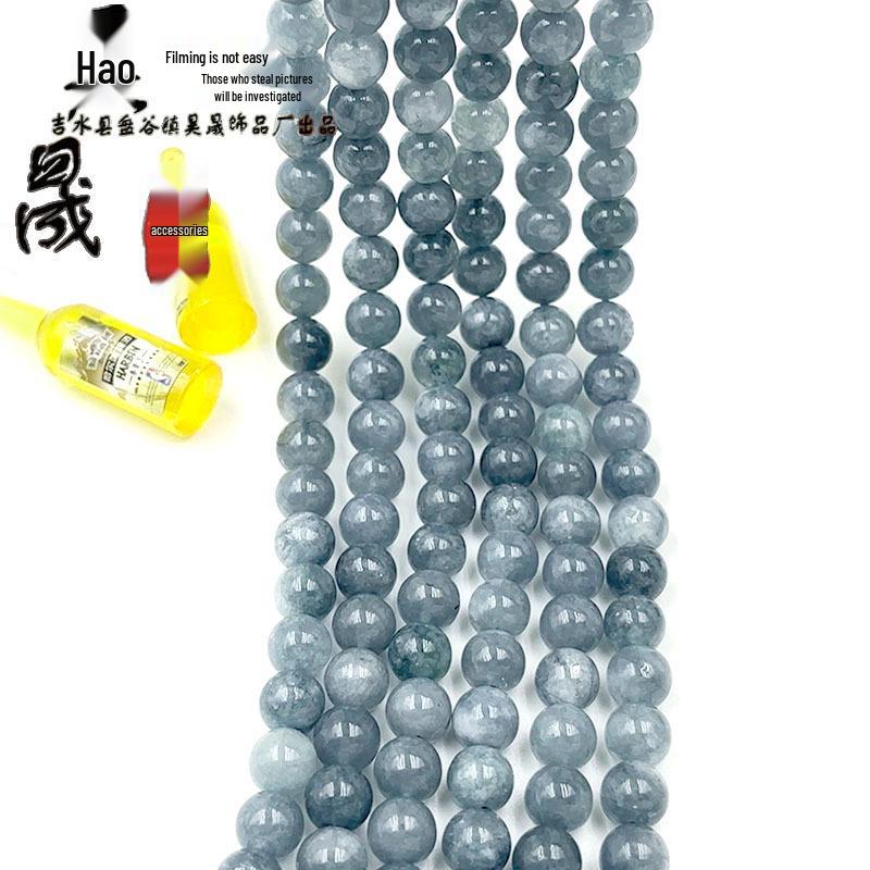 Jadeite Chalcedony Green Beads: Round Bracelet Accessories, Jade Stone Earrings, Pendants & Tassel Spacer Beads.