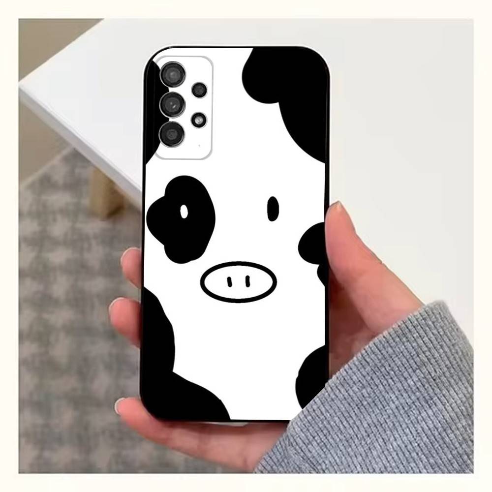 Cute Cow Print  Phone Case For Samsung S9,S10,S20,S10,S21,S25,S24,S23,Ultra,FE,Plus,Lite,Soft Silicone Black Cover
