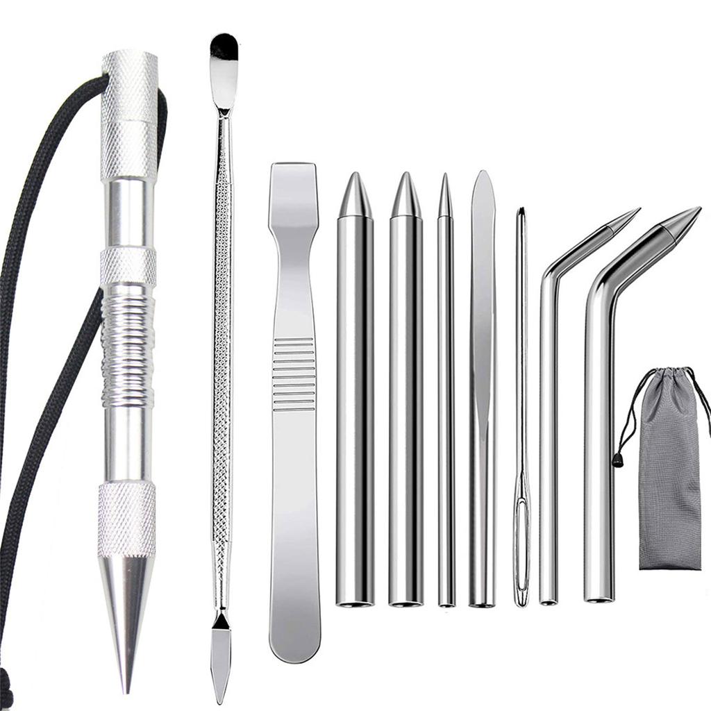 Sada nástrojů na uzlování z nerezové oceli, šicí jehly na paracord, pro výrobu ručních prací z kůže a paracordu