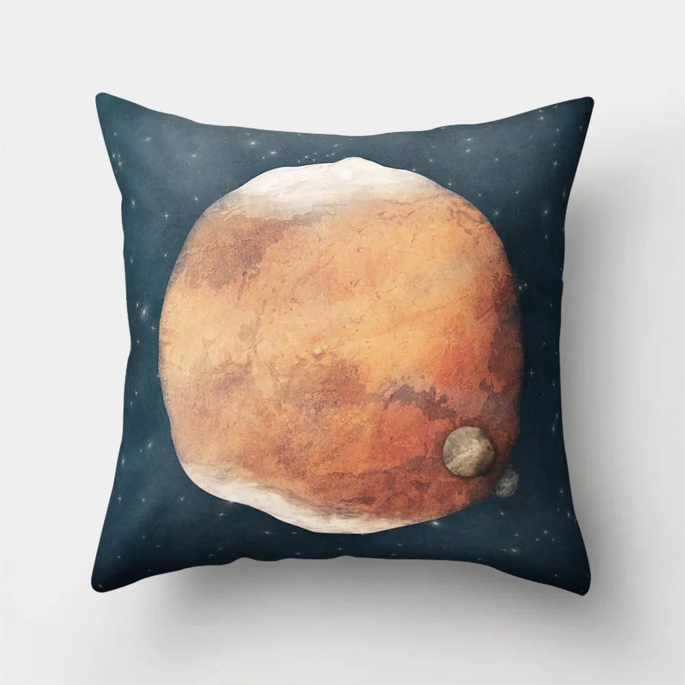 Outer Space Style Polyester Throw Pillow Case Spaceship Astronaut Print Cushion Cover Decorative For Sofa Bed Home Living Room
