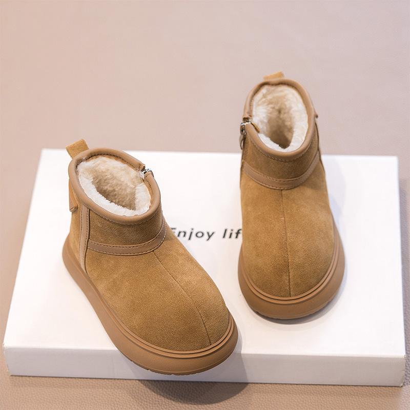 Kids Snow Boots Winter, Thick Cotton Ankle Boots For Girls Boys, Warm Suede Casual Big Kids