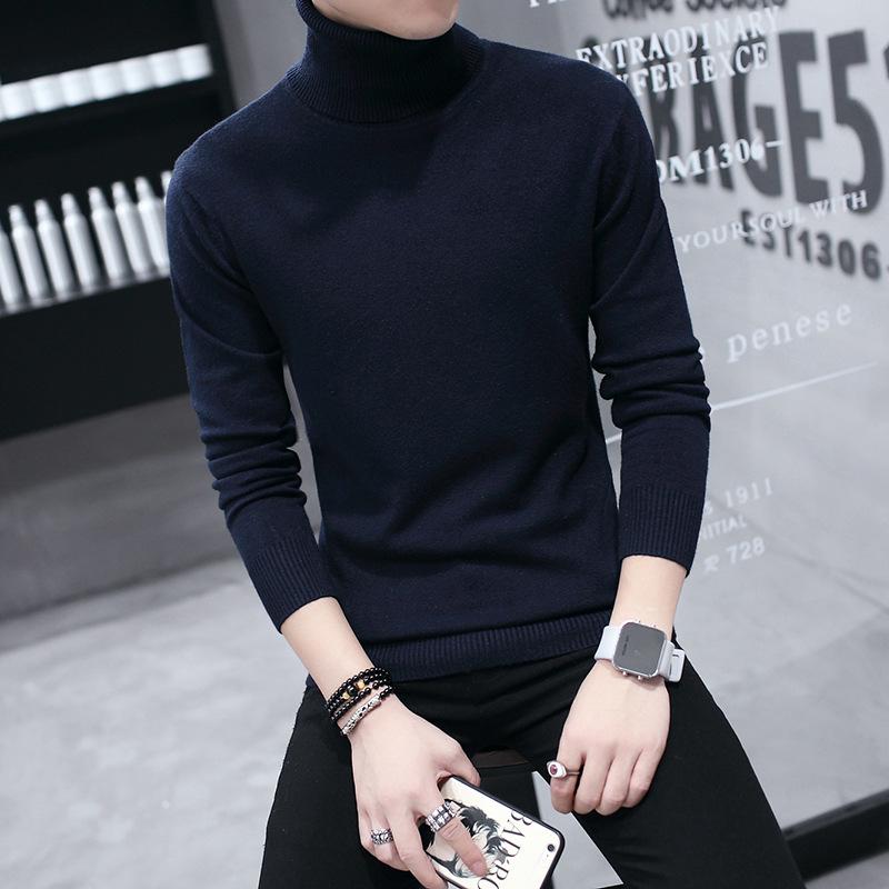 Frühling und Herbst Trendy Herren Rollkragenpullover Herbst und Winter Schlanke einfarbige Oberteile Hemden Übergröße Oberteile für Männer M-3XL