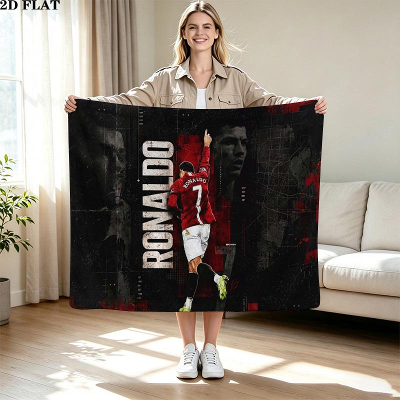 CR7 Print Flannel Blanket High Quality Warm Comfortable Cover for All Seasons Perfect for Gifts Home Decor