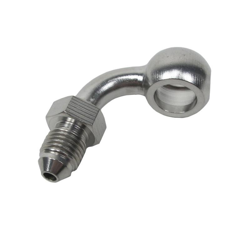Adaptor Fiting Banjo 90 Grade pentru Furtun de Frână din Oțel Inoxidabil 3/8" 10mm AN3 Pentru Harley Touring Road King FLHX FLHT Sportster
