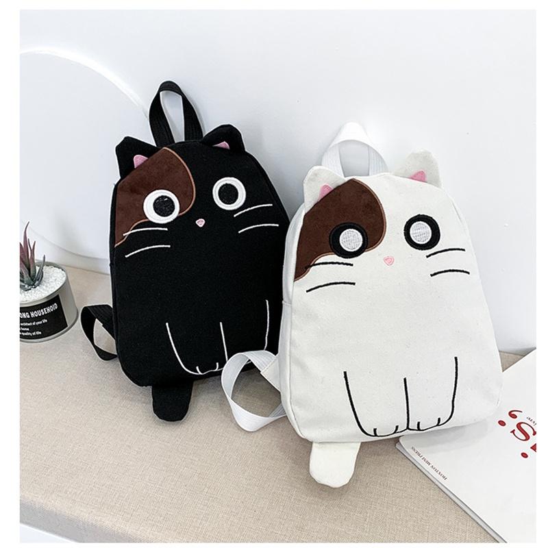 New Arrival 20l Canvas Cat Backpack For Girls And Boys Soft And Durable With Lovely Print