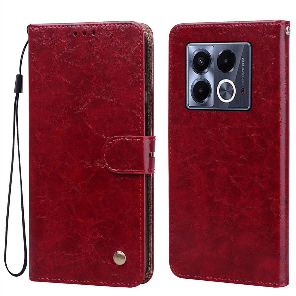 Vintage Crazy Horse Texture PU Leather Flip Wallet Phone Case for infinix NOTE 40s,40 5G 4G Card Holder Kickstand Shockproof Protective Cover