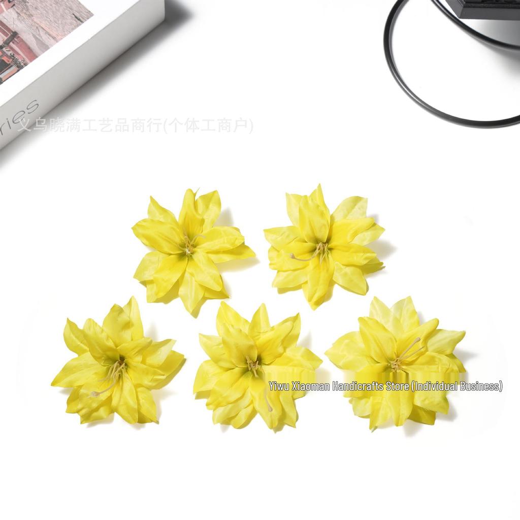 Morandi Color Double Petal Lily Hair Clips - Ancient Style Hanfu Hairpins & Scholar Hat Accessories DIY Materials.