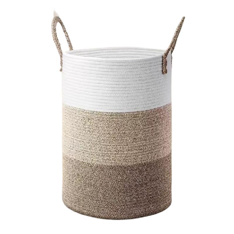 Rope Woven Cotton Storage Basket With Handles For Dirty Clothes Storage Home Use