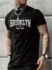 Μοντέρνα νέα Αμερικανικό Unisex καλοκαιρινό Brooklyn Νέα Υόρκη στάμπα με γράμματα απαλό και διαπνέον στρογγυλή λαιμόκοψη T-shirt κορυφή για υπαίθρια σπορ