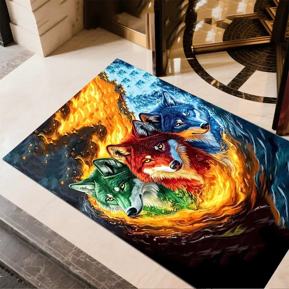 1pc Wolf Pack Forest Design Home Carpet Non-slip Office Decor Gift Living Room Bedroom