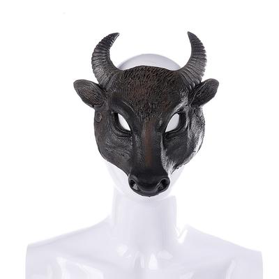 3D Halloween Bull Head Full Face Mask Cosplay Masquerade Party Realistic Simulation Unisex Adult Cattle Head Facial Dressing Up
