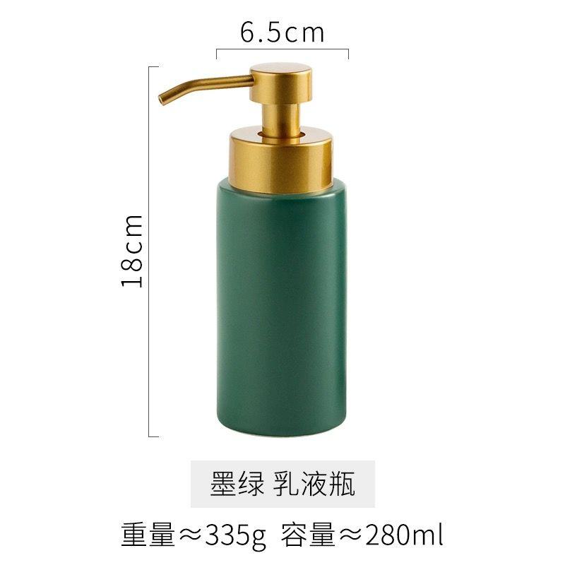 Kreative zylindrische Keramik-Lotionflasche Hotel-Badezimmer Tragbare Shampoo-Flasche Goldener Pressseifenspender Badezimmerzubehör