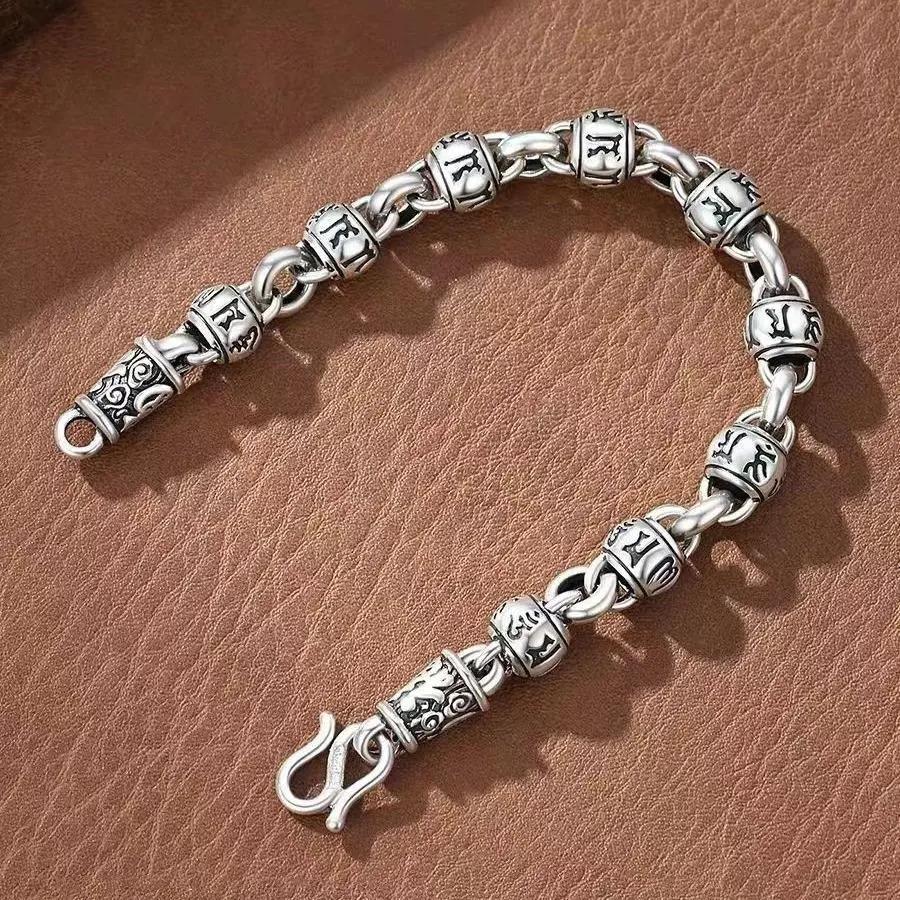 Retro Sanskrit Buddhist Bead Bracelet, Gift for Boyfriend's Hand Jewelry