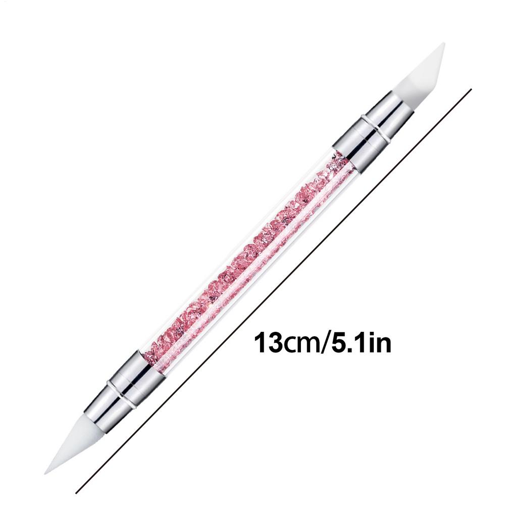 Professional D ual Tipped Silicone Nail Brush Set Rhinestone Carving Polishing Pen Manicure N ail Art Tools For Salon Home DIY