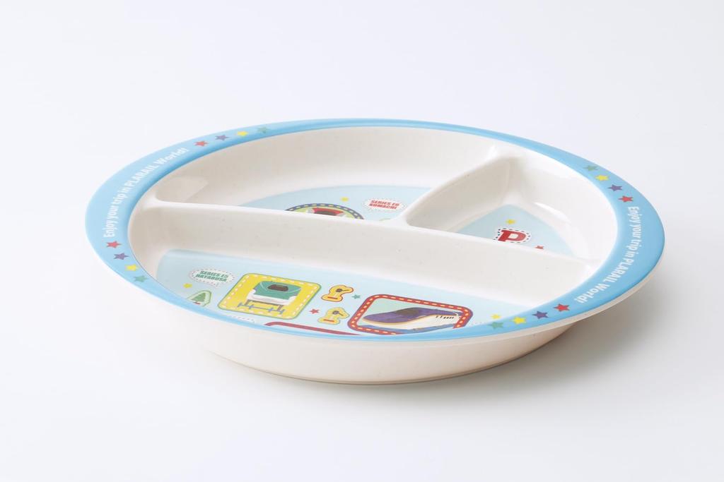 Prato de Almoço de Melamina Skater com Bambu 430ml Lava-louças Plarail para Fibra, Capacidade, Dividido, Seguro, Meninos, M37B-A