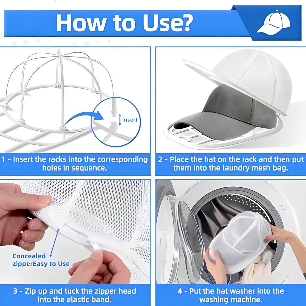3pcs Baseball Cap Washer Laundry Bag with Plastic Hat Shaper Frame for Trucker/Sports Hats Daily Laundry Household Accessory YMY