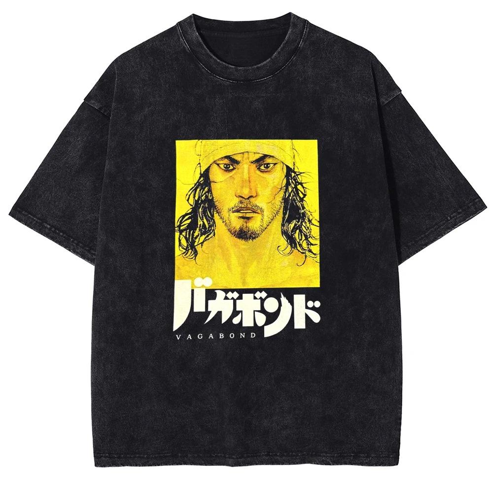 Miyamoto Musashi Samurai "Control Your Anger" Quote Vintage Acid Washed Double Sided Oversized Streetwear Japanese Samurai Graphic T-Shirt Top