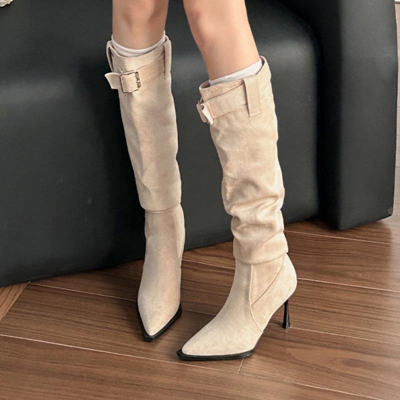 High Heels Women High Boots Suede Designer Shoes Dress Woman Pumps 2025 Winter Brand Goth Luxury Chelsea Botas Mujer