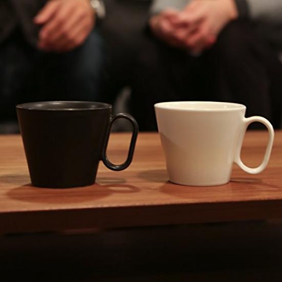 Wired Beans Eternal Mugs, Arita Ware and Mino Ware, Pair Set, Black Matte and White Matte, 240ml, Gift Boxed