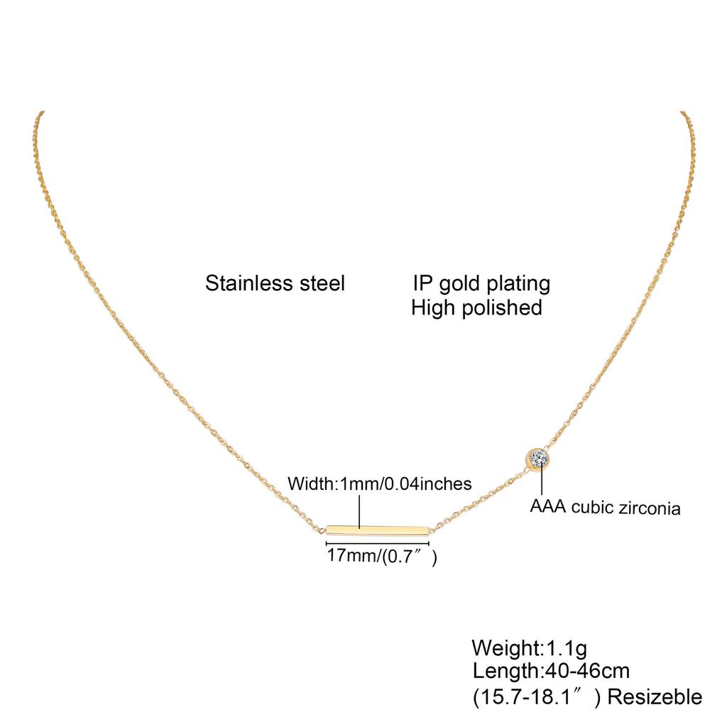 Stainless Steel Rectangular Strip Zircon Necklace, Simple Temperament, Fashionable And Versatile Cold Wind Bracelet Nc-781