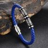 Trendy European-American Woven Leather & Stainless Steel Bracelet