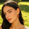 Yousheng 1 Pair Drop Earrings, Detachable Pendant Design Women Earrings, Heart Rhinestones Inlaid Versatile Earrings for Jewelry