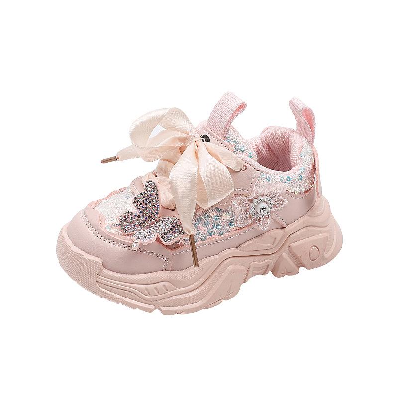 Fashion Girls Shoes Spring New Kids Sports Shoe Soft Soled Girl Casual Shoe Anti Slip Child Running Shoes Cute Girl Sports Shoe
