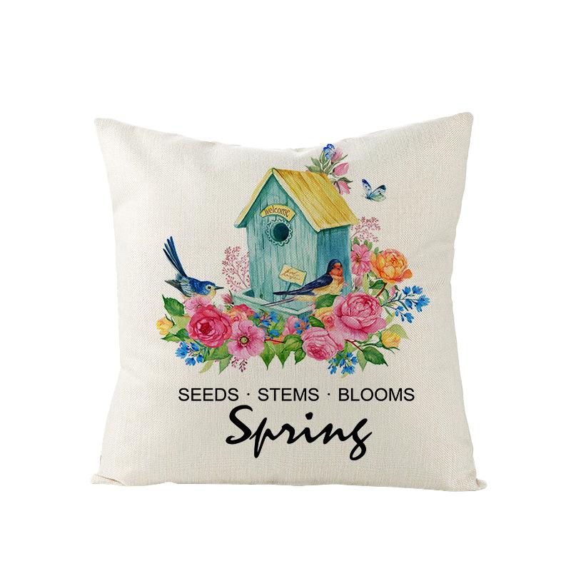Nový jarní motiv lněný povlak na polštář domov pohovka povlak na polštář pastorální povlak na polštář