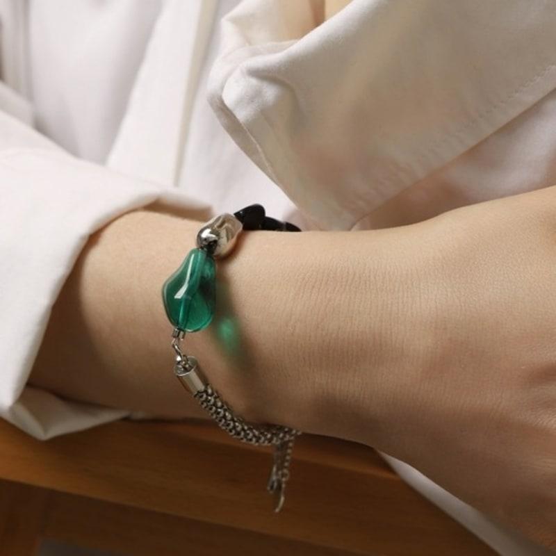 Ozel Natural Stone Obsidian Unbalanced Moving Bracelet PB145B